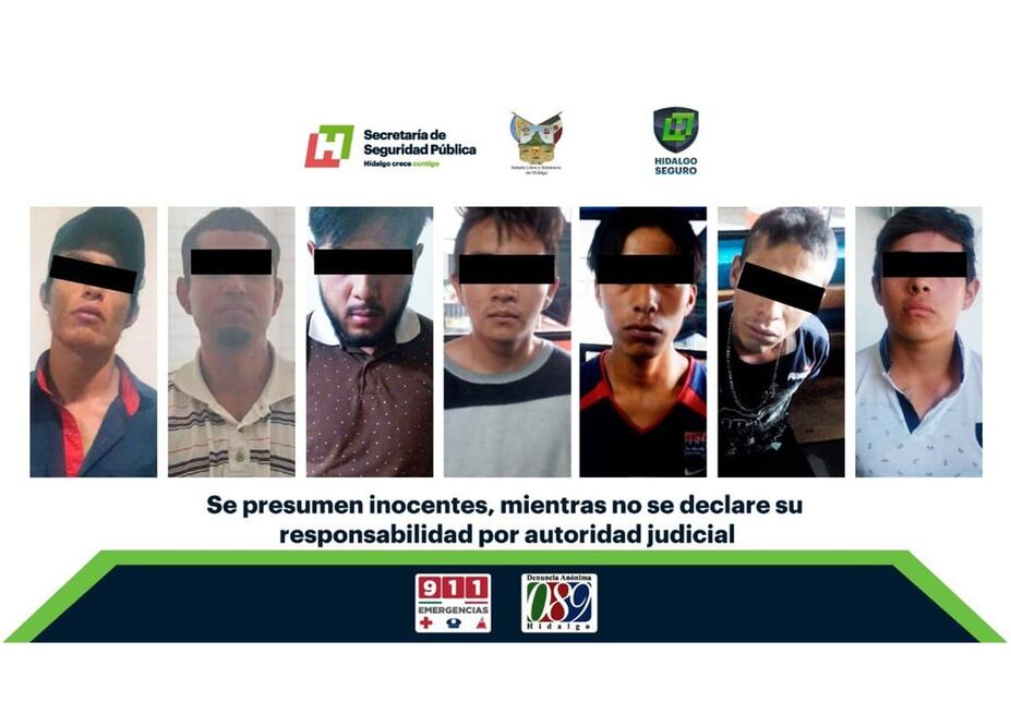 Detención de personas presuntamente relacionadas con diversos delitos durante un operativo de seguridad y prevención / Tomada de Twitter @SSP_Hidalgo