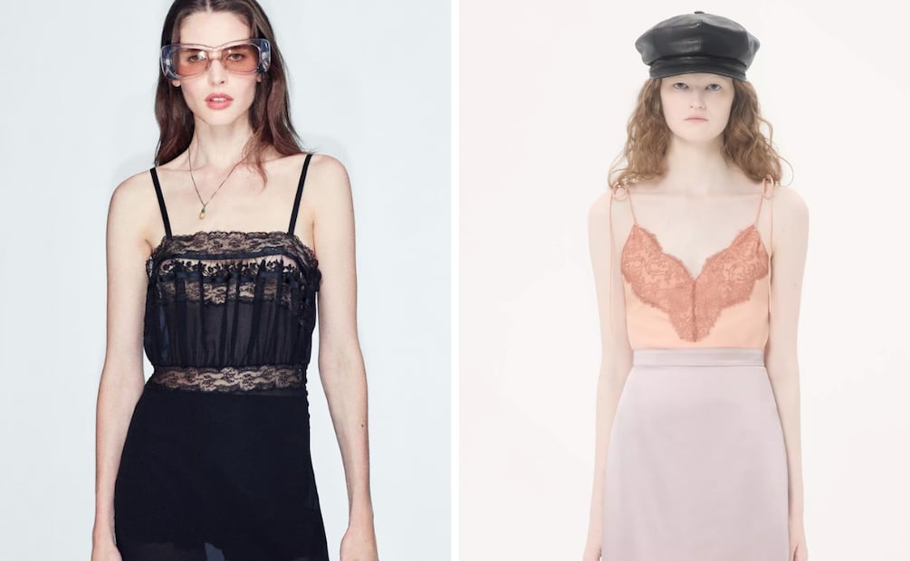 Transparencias, encaje y piel. Fotos: Saint Laurent, Valentino