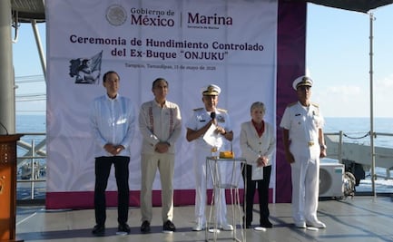Hunden exbuque ARM Onjuku en playas de Matamoros, Tamaulipas; buscan fortalecer el Sistema Artificial Arrecifal