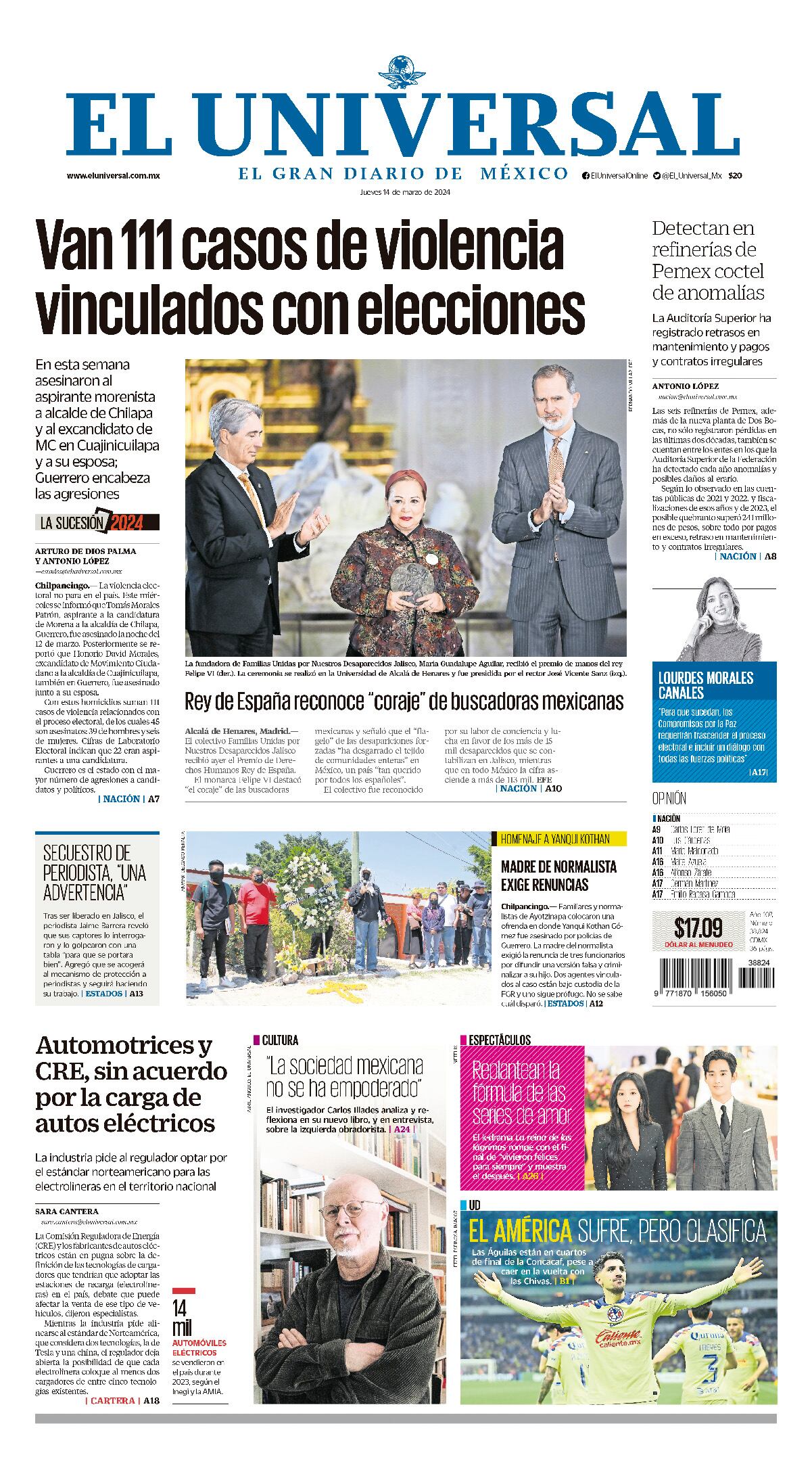 Portada impresa del 14 de marzo