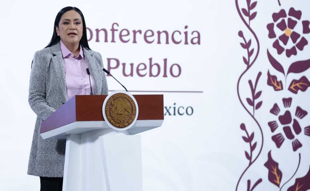 Ariadna Montiel, titular del Bienestar, durante la mañanera del 28 de abril del 2025 en Palacio Nacional. Foto: Fernanda Rojas / EL UNIVERSAL