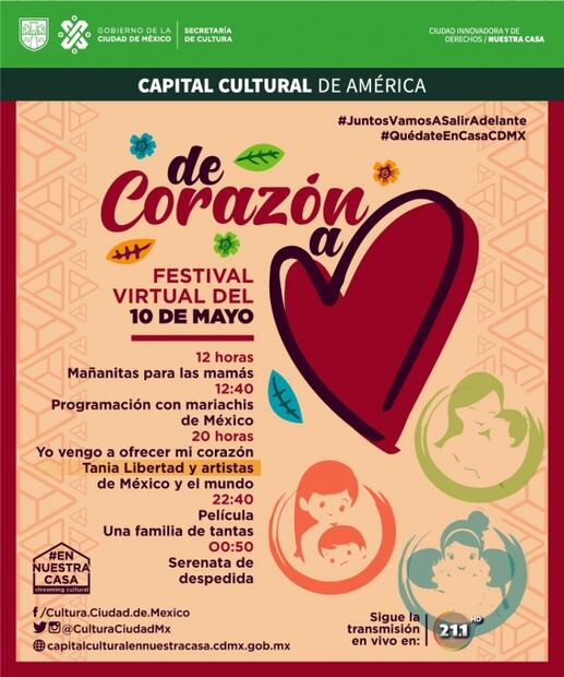 A qué hora ver el festival virtual del Día de las Madres