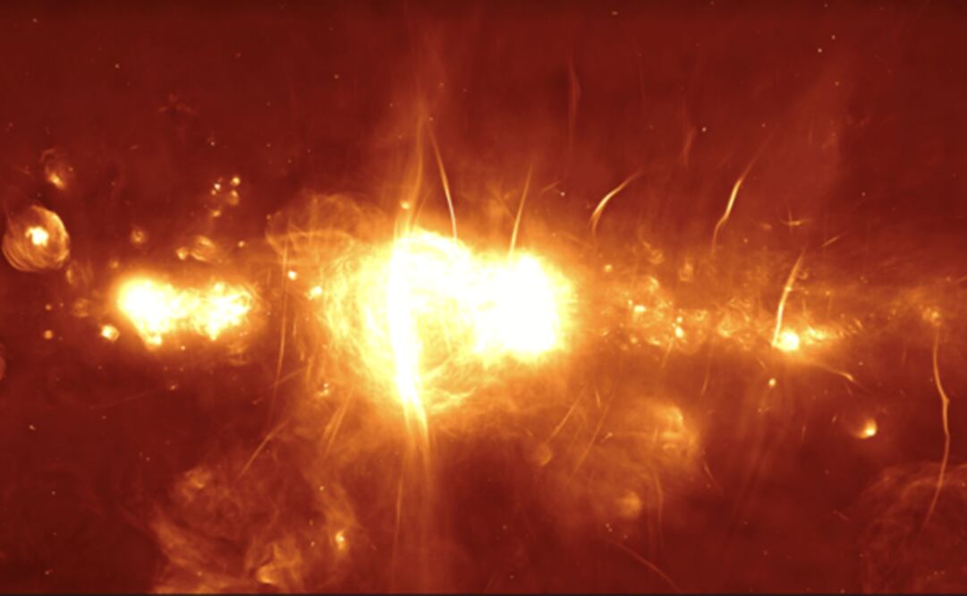 El centro de la Vía Láctea envuelto en nubes de gas y polvo. Foto: SARAO