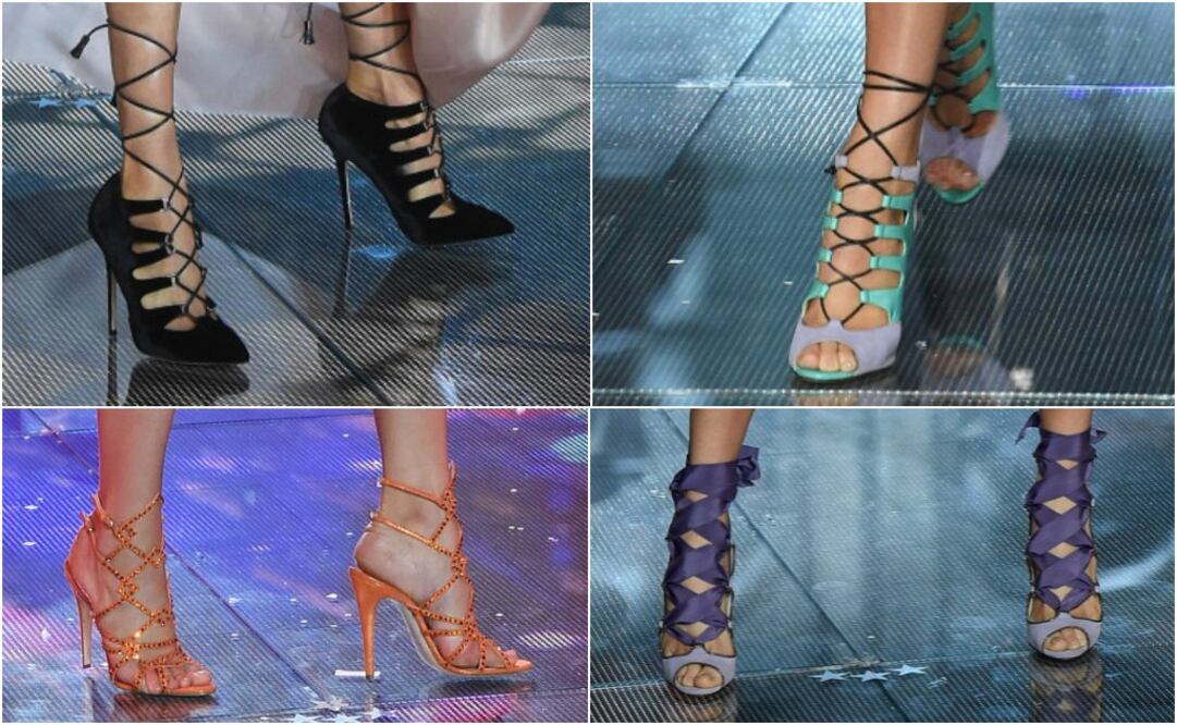 Stilettos, sandalias de tiras, botines, y botas altas resaltaron durante el desfile