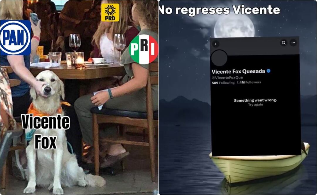 Meme por cierre de cuenta "X" Vicente Fox. / Foto Tomada de "X" @danysantoyo_ y @renatosx