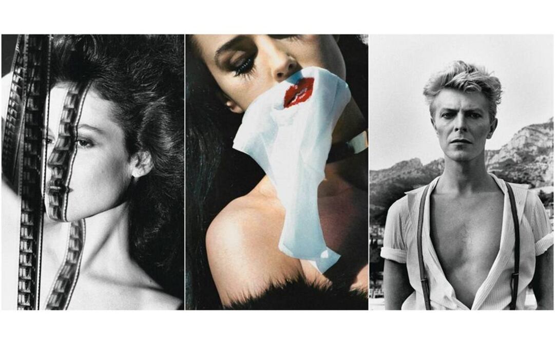 De izquierda a derecha, Sigourney Weaver, Monica Bellucci y David Bowie capturados por Newton. FOTO: © Helmut Newton Estate / Tomadas de Facebook: Museum für Fotografie