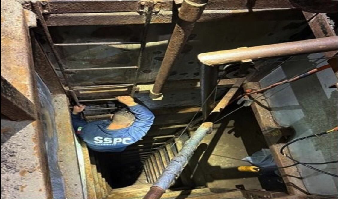 Localizaron un túnel de aproximadamente 600 metros de longitud en Tijuana, que conectaba a México con Estados Unidos y era utilizado para el trasiego de drogas. Foto: @OHarfuch