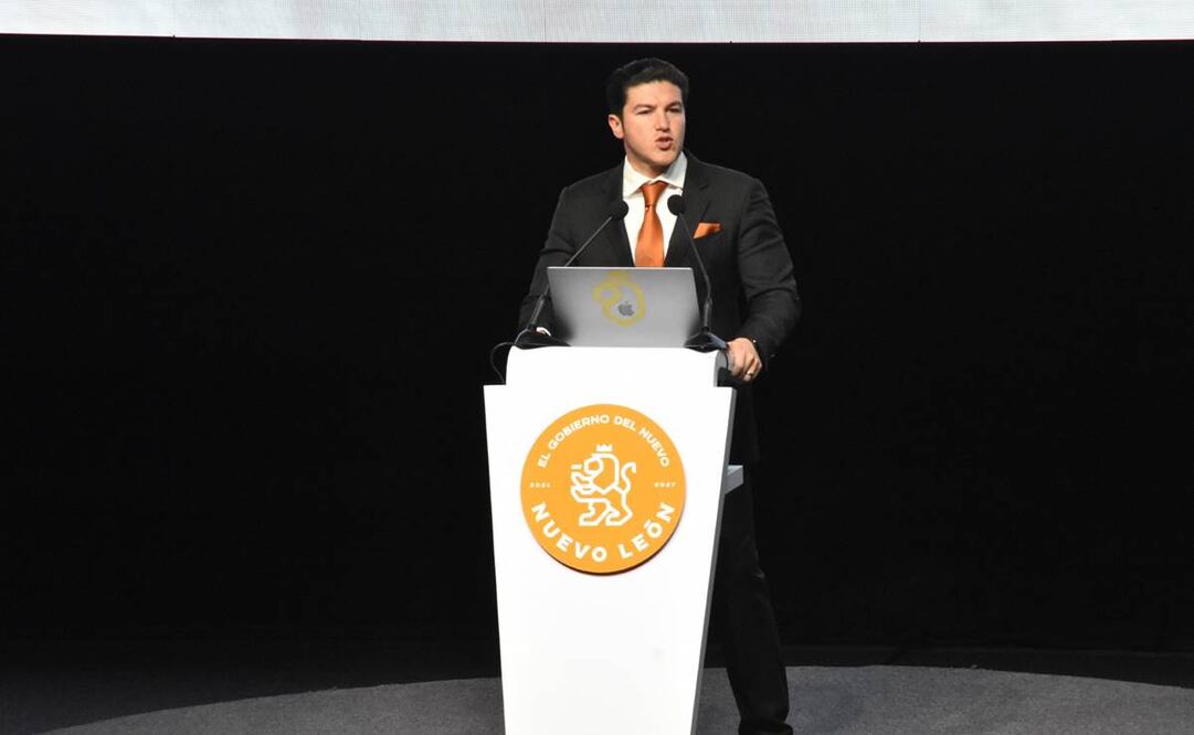 Samuel García, gobernador de Nuevo León, durante su Tercer Informe de Gobierno / Foto: Emilio Vásquez. EL UNIVERSAL