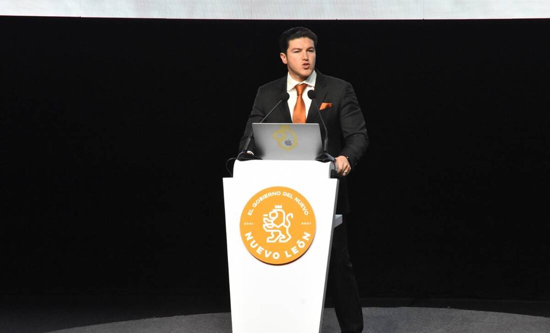 Samuel García, gobernador de Nuevo León, durante su Tercer Informe de Gobierno / Foto: Emilio Vásquez. EL UNIVERSAL
