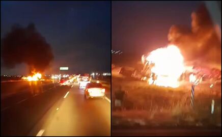 Tractocamión y camioneta de valores chocan y se incendian sobre la autopista México-Pachuca