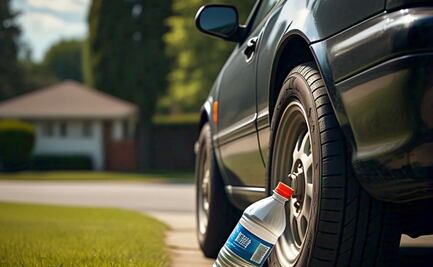 Esto pasa si encuentras una botella de plástico en las llantas del auto