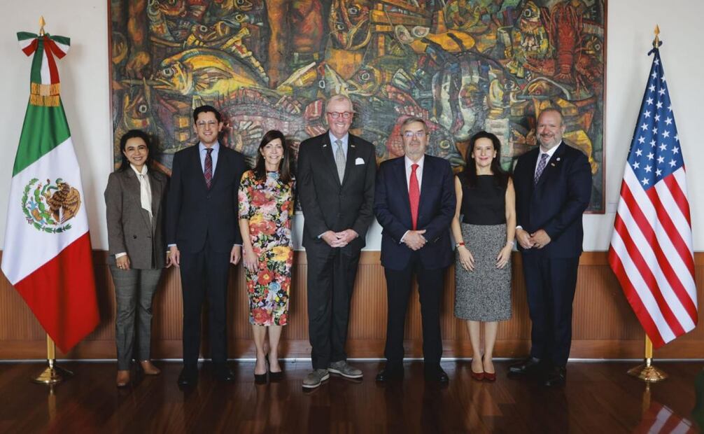 Canciller De la Fuente recibe a gobernador de Nueva Jersey para revisar preparativos del Mundial 2026. Foto: Especial.