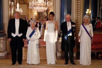 Melania Trump apuesta por el blanco en la cena de Estado en Buckingham