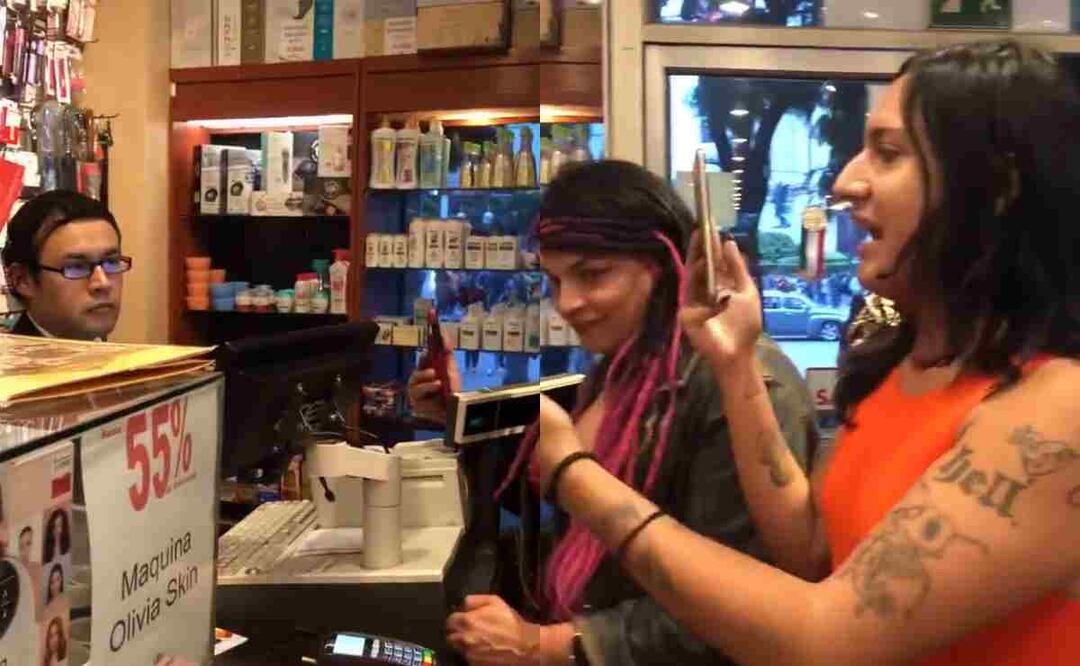 Un empleado de una tienda departamental le negó el acceso al sanitario a una mujer trans, hasta que compraran algún producto de la tienda, es como les permitirían el acceso al sanitario. Foto: Captura de video