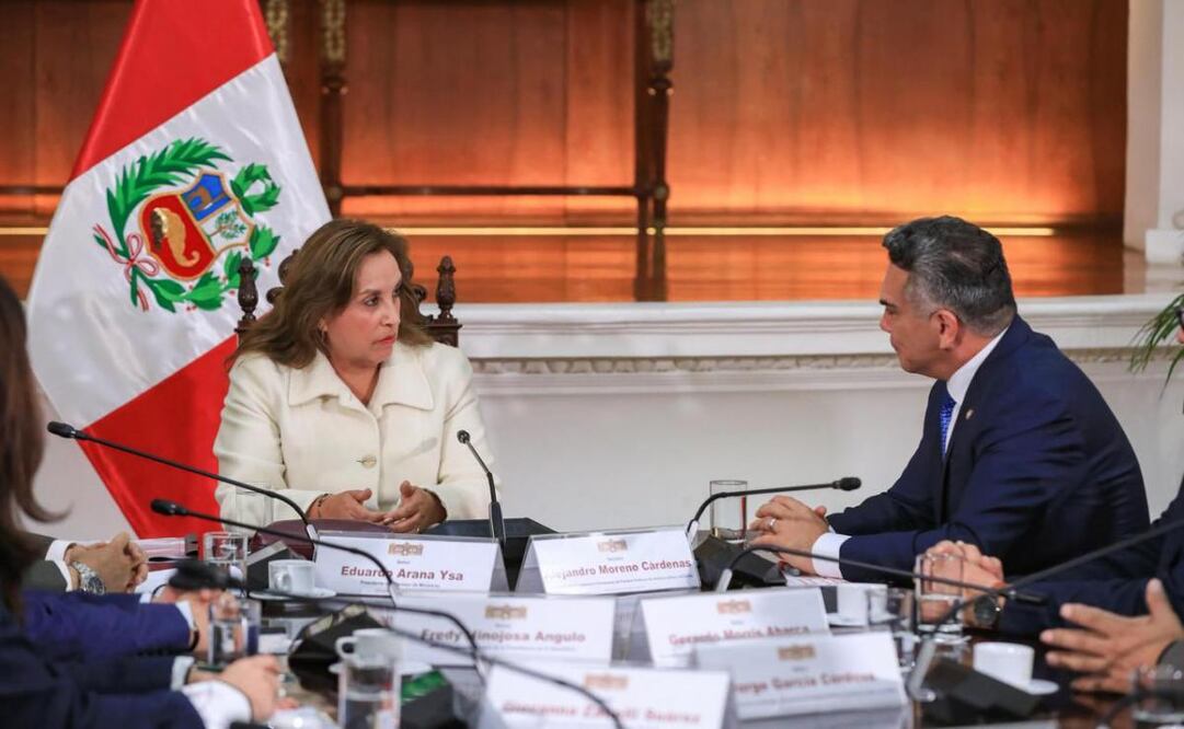 El priista Alito Moreno se reúne con Dina Boluarte, presidenta de Perú este lunes 8 de septiembre de 2025. Foto: Especial