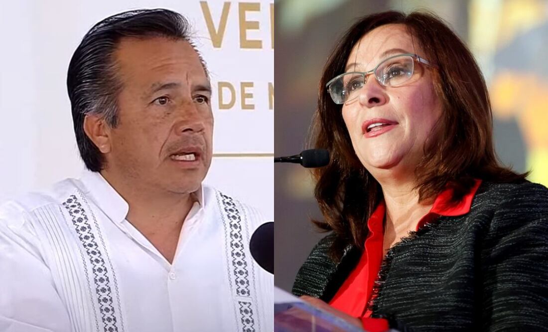 La gobernadora de Veracruz, Rocío Nahle niega pleito con el exmandatario Cuitláhuac García (07/05/2025). Fotos: Archivo