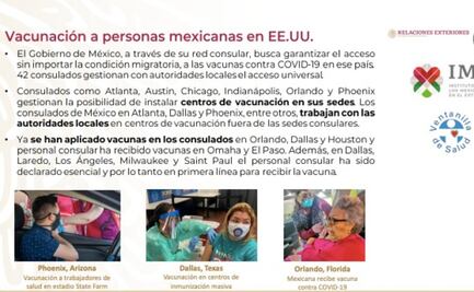 Consulados de México en EU gestionan vacunas Covid para migrantes mexicanos: SRE