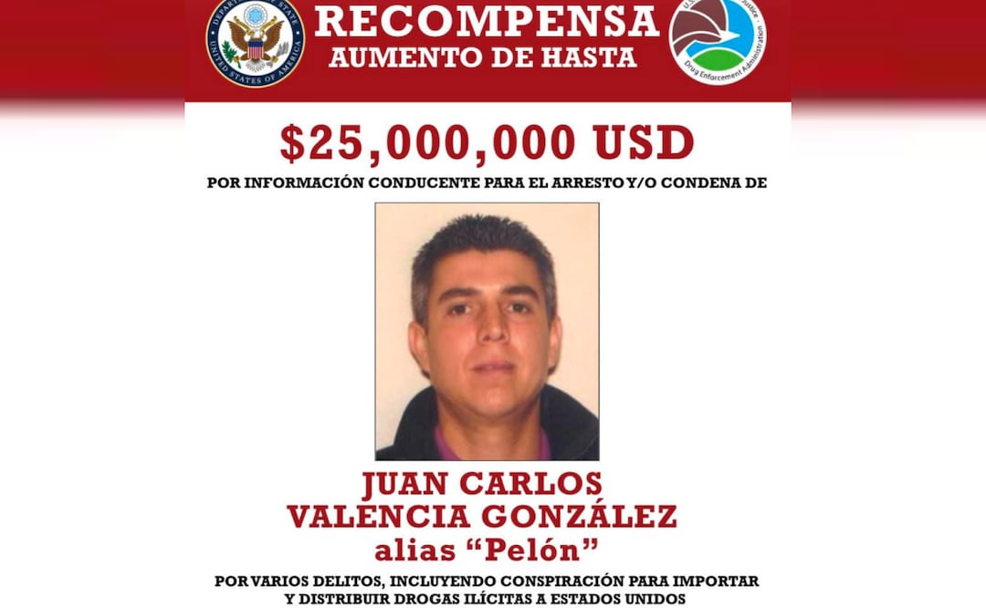 Aumentan recompensa para información que conduzca a la captura de Juan Carlos Valencia González, "Pelón", identificado cono nuevo líder del CJNG (07/08/2026). Foto: Especial