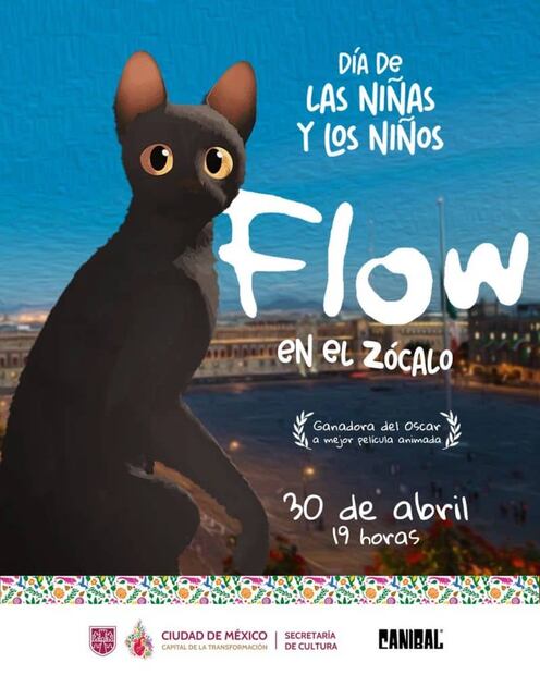 Proyección de la película Flow en el Zócalo de la CDMX. Foto: Especial