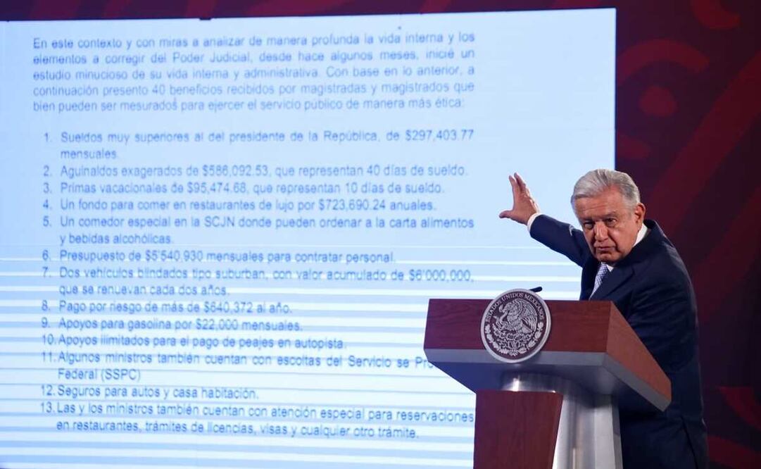 El Presidente cuestionó que los ministros reciban 588 mil pesos de aguinaldos. Foto: Hugo Salvador / EL UNIVERSAL