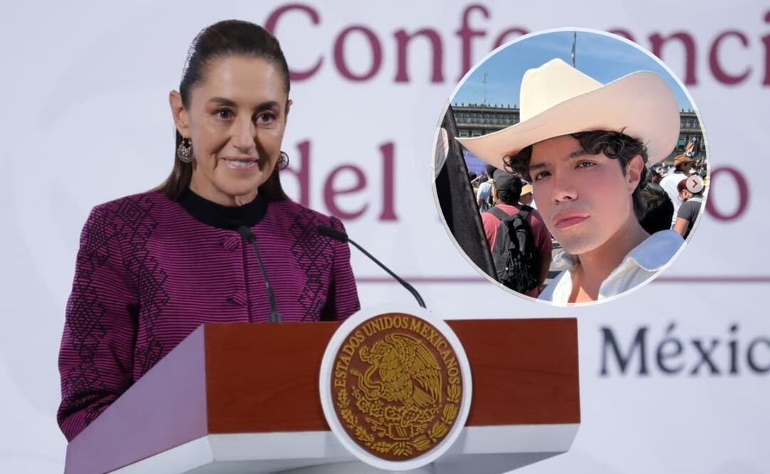 Claudia Sheinbaum habla sobre el supuesto contrato por parte del PAN a Edson Andrade, joven que impulsó la marcha de la Generación Z. Foto: Fernanda Rojas / EL UNIVERSAL y tomada de Instagram Edson Andrade