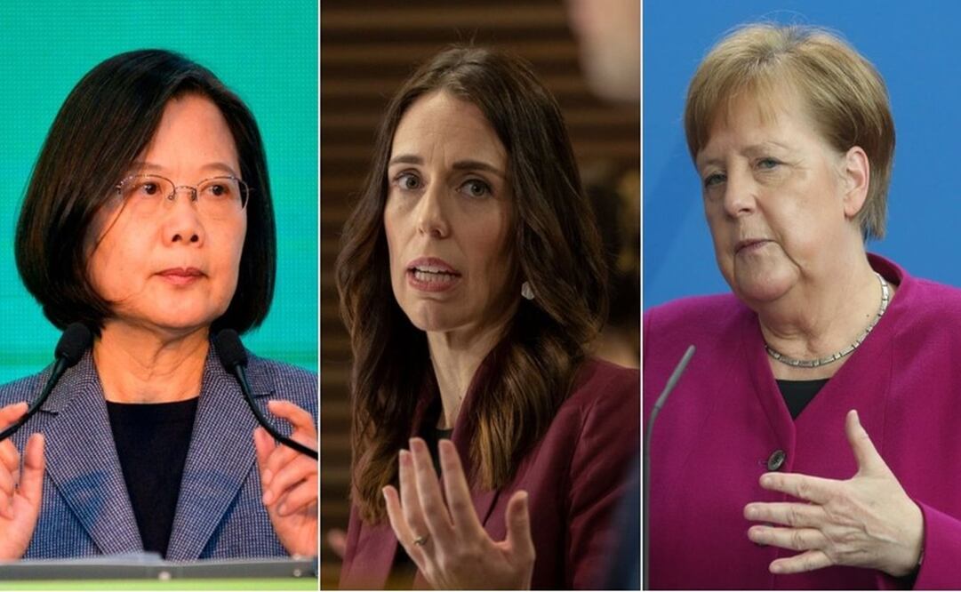 Tsai Ing-wen (Taiwán), Jacinta Arden (Nueva Zelanda) y Angela Merkel (Alemania). Foto: Getty Images