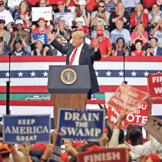 El presidente Donald Trump, durante un acto de campaña ayer en Estero, Florida. Foto: CHRIS O’MEARA. AP
