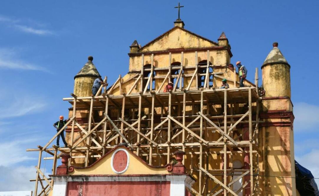 Inmueble afectado en Huixtán FOTO: Arturo López / Secretaría de Cultura