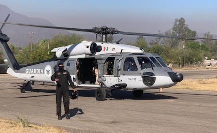 Arriba helicóptero de Guardia Nacional para combatir incendio forestal en sierra de Sonora