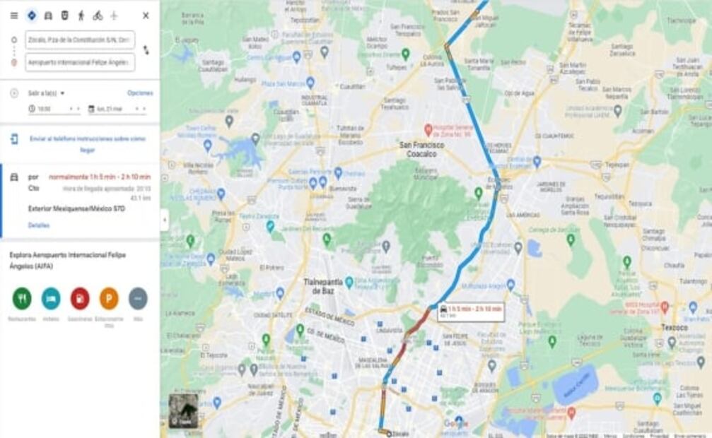 De Palacio Nacional al AIFA, ¿cuánto haces de día, de tarde y de noche?