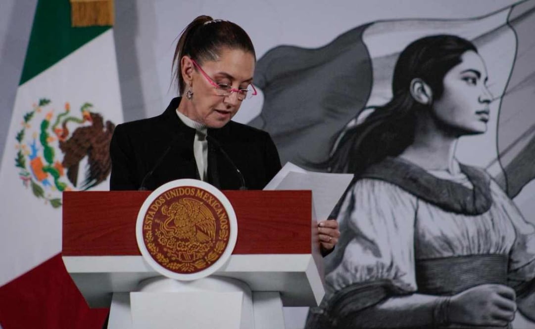 La presidenta Claudia Sheinbaum durante la mañanera del 23 de diciembre del 2025. Foto: Santiago Reyes/ EL UNIVERSAL