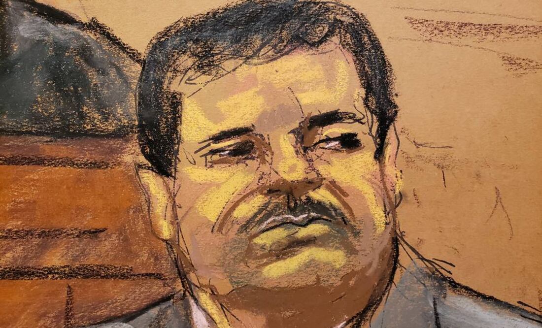 Dibujo de "El Chapo" durante la audiencia donde le dictaron cadena perpetua. Foto: Reuters