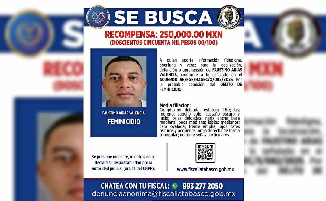 Esta es una de las 12 fichas publicadas en la página oficial de la Fiscalía General del Estado de Tabasco. Foto: Especial