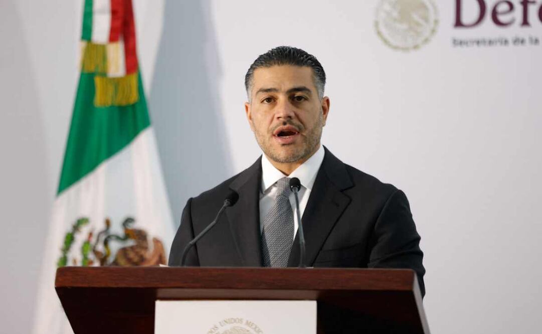 Omar García Harfuch, titular de la SSPC, en conferencia de prensa del Gabinete de Seguridad con motivo del asesinato del alcalde de Uruapan. Foto: Diego Simón / EL UNIVERSAL.