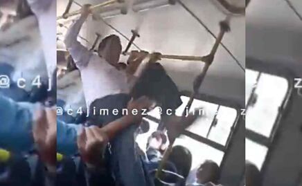 VIDEO: Con patadas voladoras, hombre pelea en camión en Tlalpan