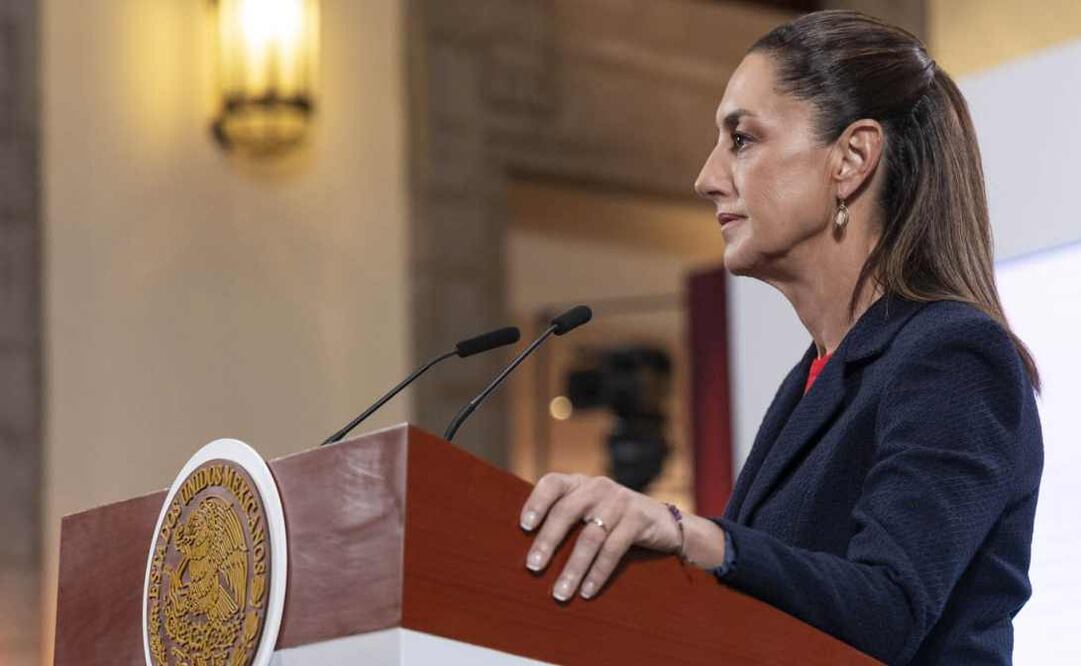 La presidenta Claudia Sheinbaum Pardo en conferencia de prensa matutina en el salón de la Tesorería de Palacio Nacional este 7 de julio del 2025. Foto: Presidencia.