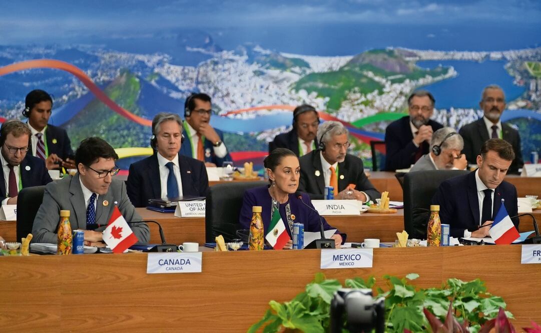 La presidenta de México, Claudia Sheinbaum, ayer en su participación en la reunión del G20. Foto: Presidencia