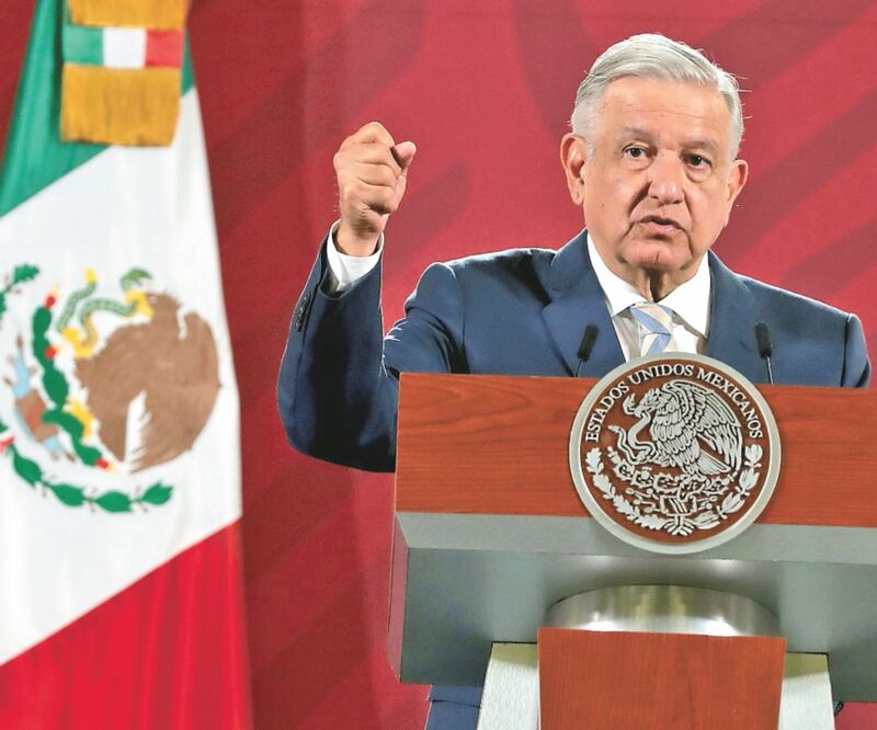 El presidente Andrés Manuel Lopéz Obrador en su conferencia de este lunes en Palacio Nacional. JUAN BOITES. EL UNIVERSAL 