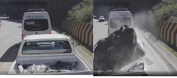 VIDEO: captan momento en que roca gigante impacta camioneta en Perú; reportan 3 muertos y 1 herido grave