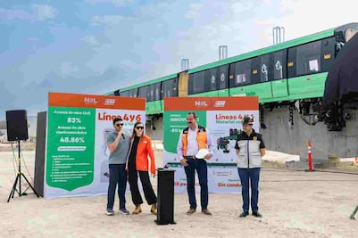Samuel García y Mariana Rodríguez supervisan primer monorriel de las líneas 4 y 6 del Metro; destacan movilidad del Estado