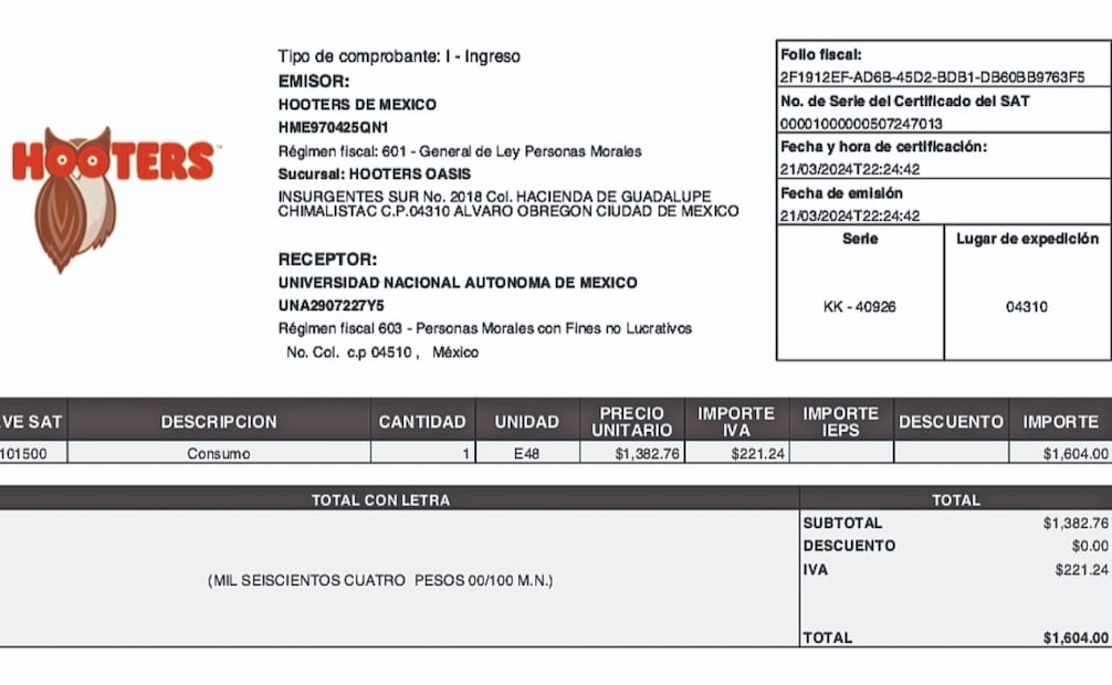 La respuesta de Taibo no aclara criterios de consumo, como el de Hooters. Foto: Radio UNAM