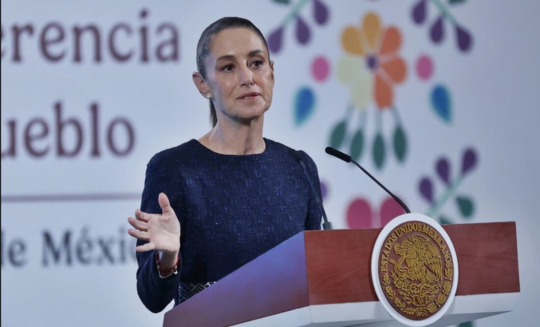 La presidenta Claudia Sheinbaum durante la mañanera del 18 de julio de 2025. Foto: Fernanda Rojas/EL UNIVERSAL
