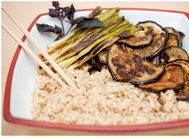 #Receta vegetariana: Berenjena a la Parrilla y arroz miso