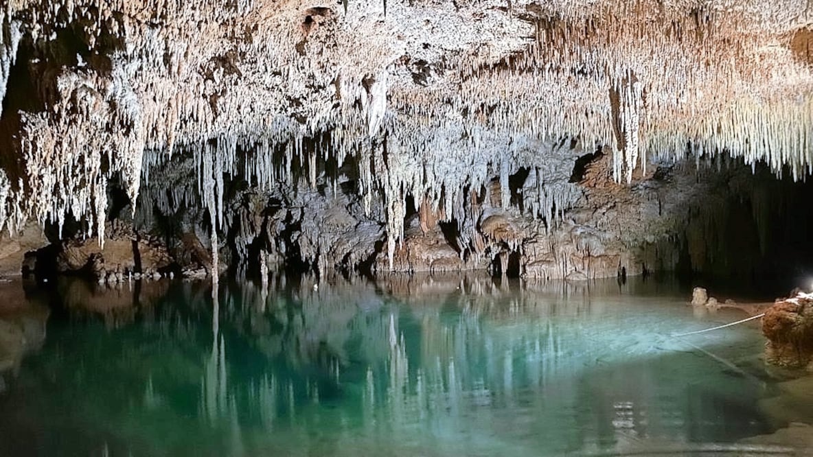 Oppenheimer cuenta con un gran número de estalagmitas y estalactitas —formaciones calcáreas milenarias— que se unen del techo al suelo y viceversa. Foto: Elías Siebenborn y Guillermo D'christy