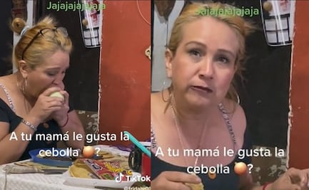 Cacha a su mamá comiendo una cebolla entera con limón… ¿a mordidas?