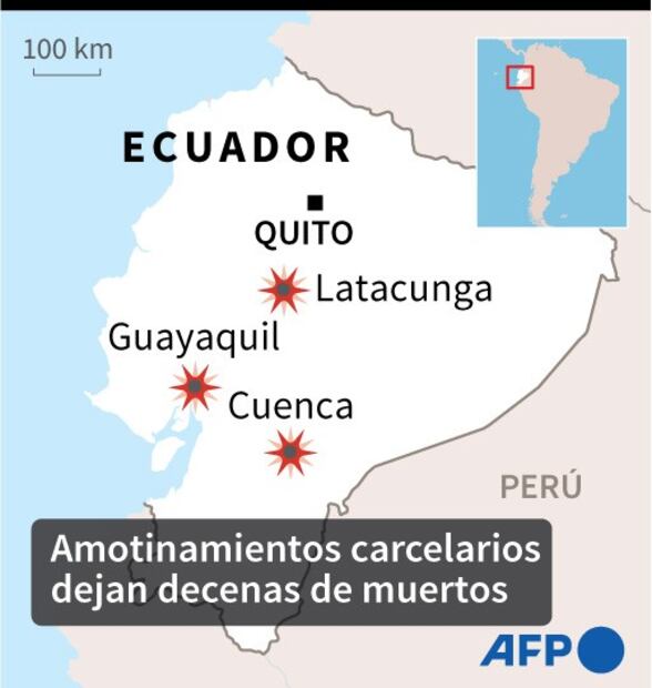 Motines en cárceles de Ecuador dejan al menos 50 muertos 