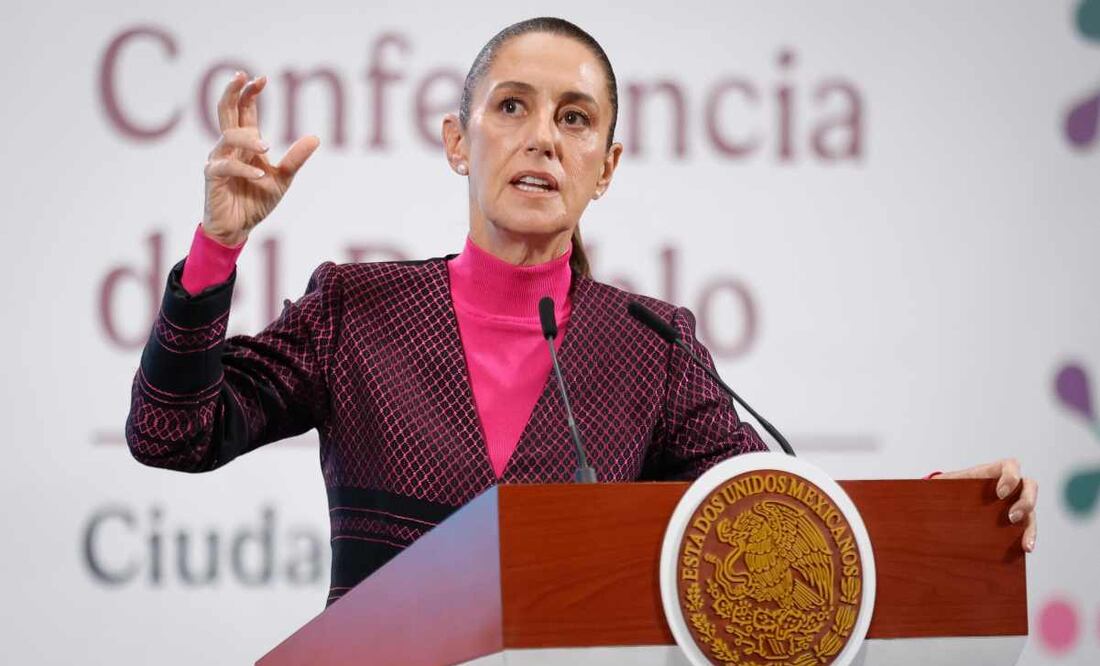 Claudia Sheinbaum, presidenta de México, durante la mañanera del 22 de julio del 2025. Foto: Diego Simón / EL UNIVERSAL