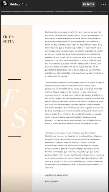 Frida Sofía asegura que el problema siempre ha sido la adicción de Alejandra Guzmán