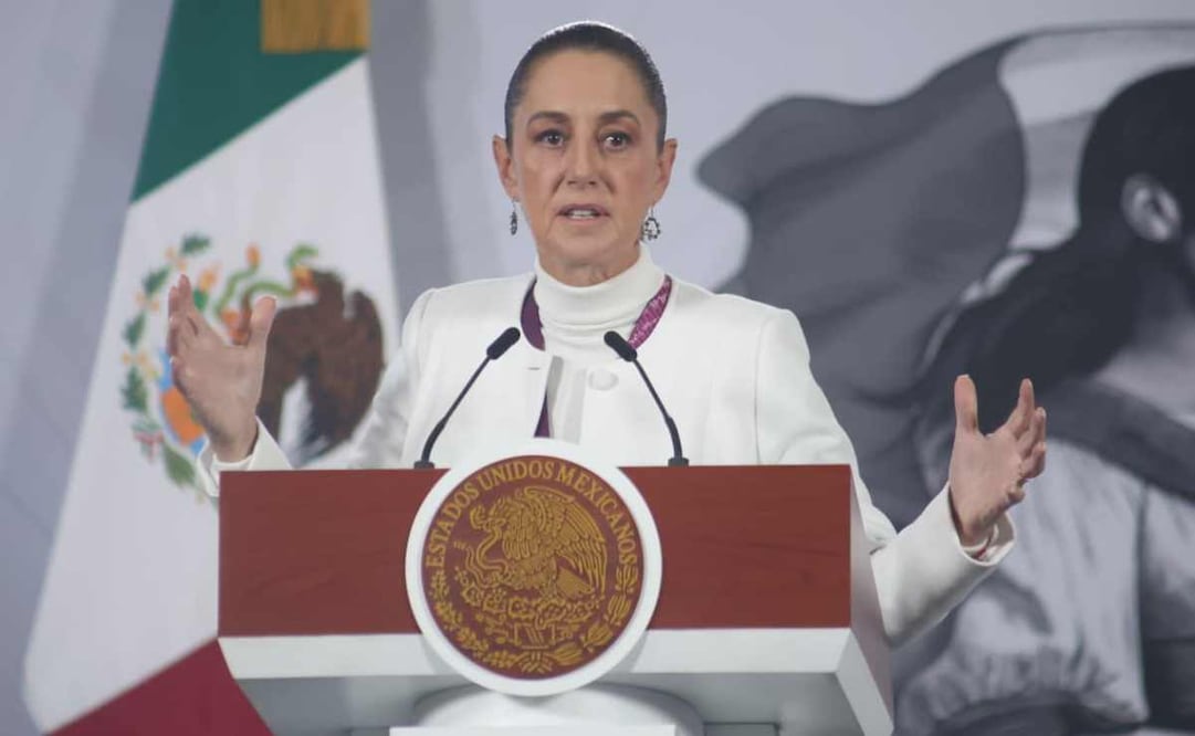 La presidenta Claudia Sheinbaum durante la mañanera del 22 de diciembre del 2025. Foto: Luis Camacho/ EL UNIVERSAL