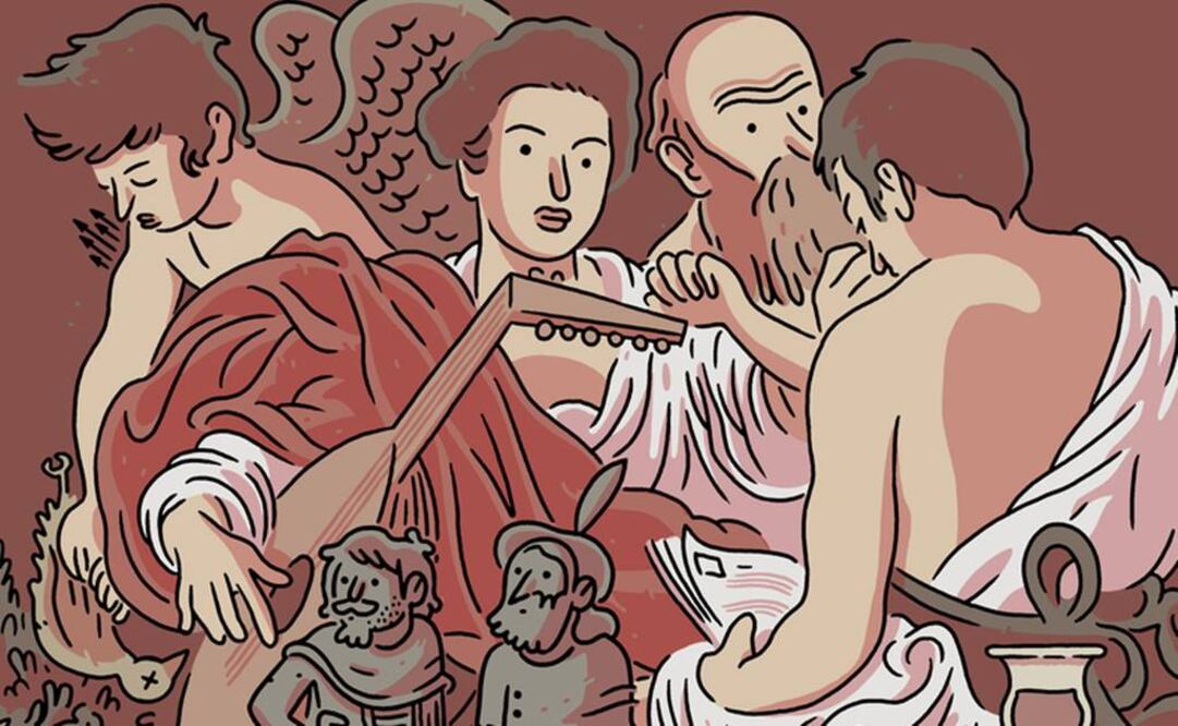 El cómic actualiza el lenguaje de los dos artistas holandeses a los que hace vivir situaciones "locas" en las partes de ficción, pero siempre respetando la verdadera historia de pasión y admiración que tenían por la obra de Caravaggio. FOTO: Editorial UDL